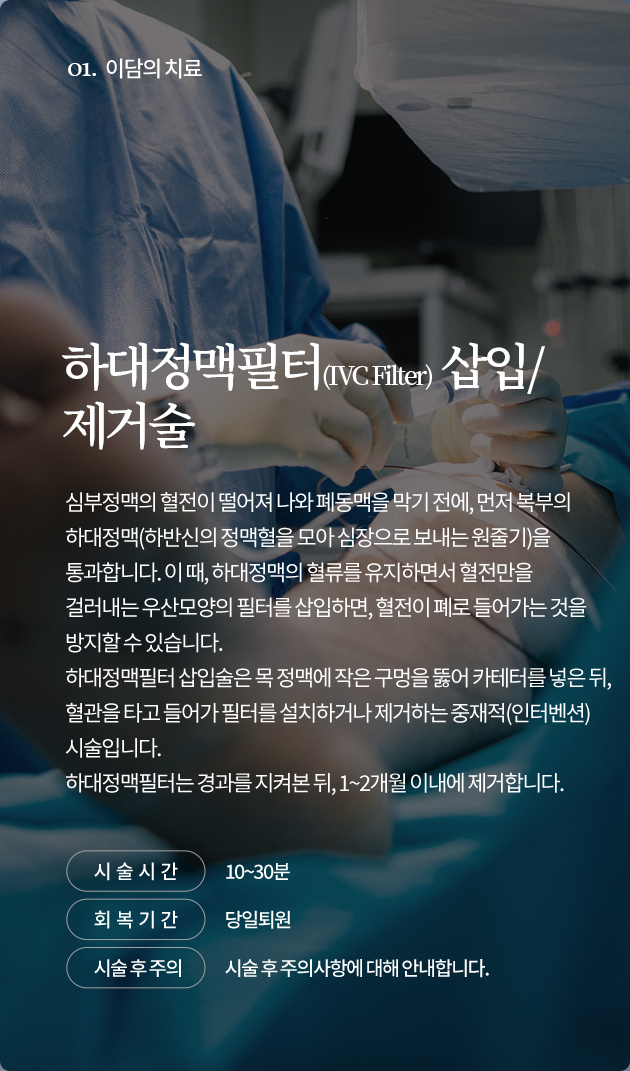 하대정맥필터(IVC Filter) 삽입/
                                                제거술